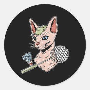 Sticker Rond Volant de badminton drôle pour chat Devon Rex