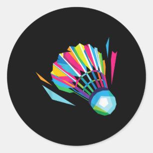 Sticker Rond Volant de Badminton Raquette Sport Badminton Pop A