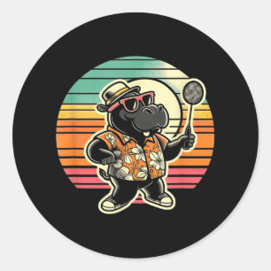 Sticker Rond Volant d'Hippopotame de Badminton 