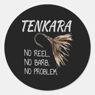 Sticker Rond Volée noire Tenkara Pêche à la mouche Pas de bobin