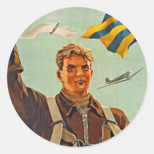 Sticker Rond Volez plus haut, plus loin et plus vite ! (Devant)