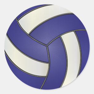 Sticker Rond Volley-ball bleu foncé et blanc