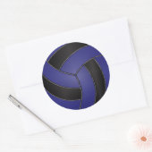 Sticker Rond Volley-ball bleu foncé et noir (Enveloppe)