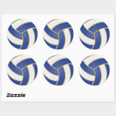 Sticker Rond Volley-ball bleu, or et blanc (Feuille)
