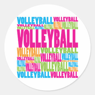 Sticker Rond Volley-ball coloré