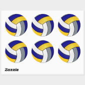 Sticker Rond Volley-ball gris, blanc, bleu foncé et jaune (Feuille)