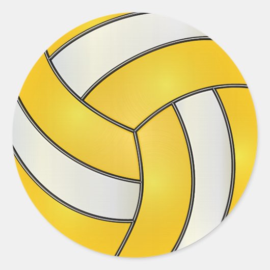 Sticker Rond Volley-ball jaune or et blanc (Devant)