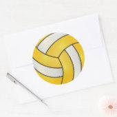 Sticker Rond Volley-ball jaune or et blanc (Enveloppe)