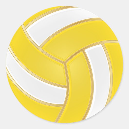 Sticker Rond Volley-ball jaune, or et blanc (Devant)