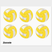 Sticker Rond Volley-ball jaune, or et blanc (Feuille)