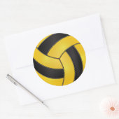 Sticker Rond Volley-ball jaune or et noir (Enveloppe)