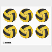 Sticker Rond Volley-ball jaune or et noir (Feuille)