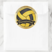 Sticker Rond Volley-ball jaune or et noir | Nom do-it-yourself (Sac)