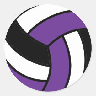 Sticker Rond Volley-ball mauve et blanc