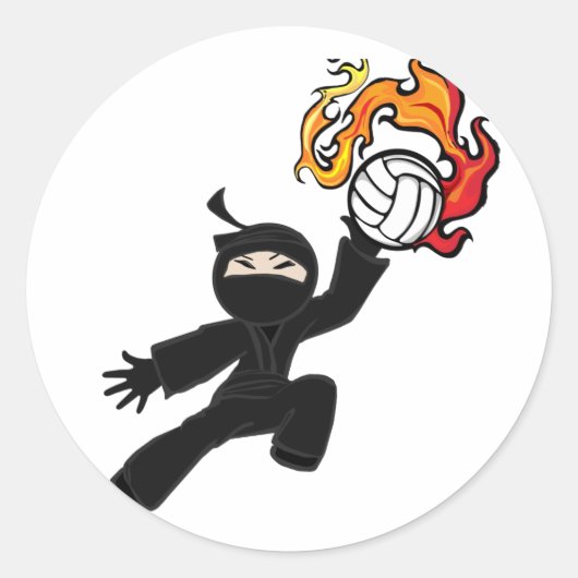 Sticker Rond Volley-ball Ninja (Devant)
