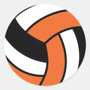 Sticker Rond Volley-ball orange et blanc