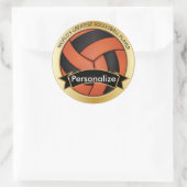 Sticker Rond Volley-ball orange et noir | Nom do-it-yourself (Sac)