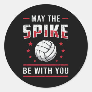 Sticker Rond Volley-ball Peut-Être Le Spike Be With You Retro P