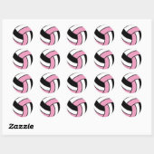 Sticker Rond Volley-ball rose et blanc (Feuille)