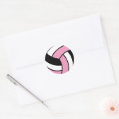 Sticker Rond Volley-ball rose et blanc (Enveloppe)