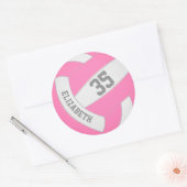 Sticker Rond volley-ball rose et blanc (Enveloppe)