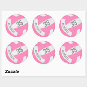 Sticker Rond volley-ball rose et blanc (Feuille)