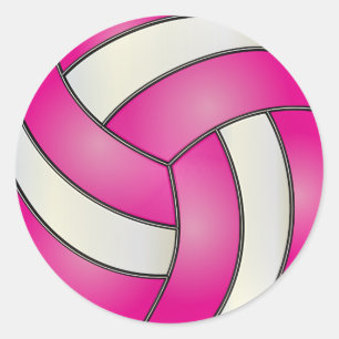 Sticker Rond Volley-ball rose et blanc chaud