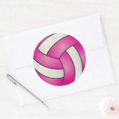 Sticker Rond Volley-ball rose et blanc chaud (Enveloppe)