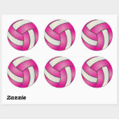 Sticker Rond Volley-ball rose et blanc chaud (Feuille)