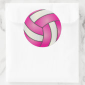 Sticker Rond Volley-ball rose et blanc chaud (Sac)