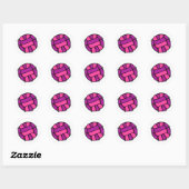 Sticker Rond Volley-ball rose et violet (Feuille)