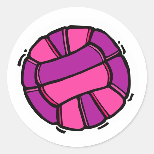 Sticker Rond Volley-ball rose et violet (Devant)