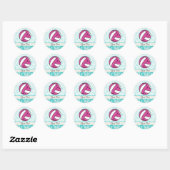 Sticker Rond Volley-ball rose; Motif Damas (Feuille)