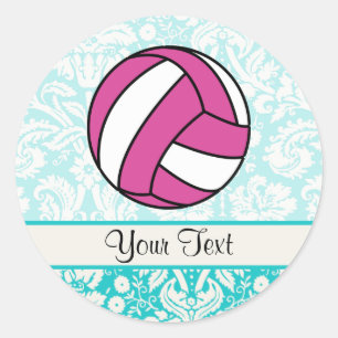 Sticker Rond Volley-ball rose; Motif Damas