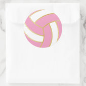 Sticker Rond Volley-ball rose, or et blanc (Sac)