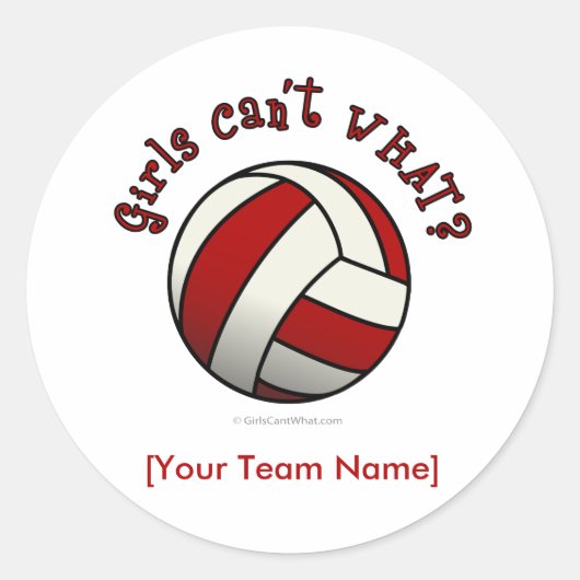 Sticker Rond Volley-ball rouge (Devant)