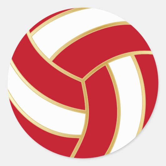 Sticker Rond Volley-ball rouge foncé, or et blanc (Devant)