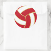 Sticker Rond Volley-ball rouge foncé, or et blanc (Sac)
