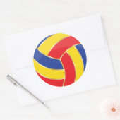 Sticker Rond Volley-ball rouge, jaune, bleu et or (Enveloppe)