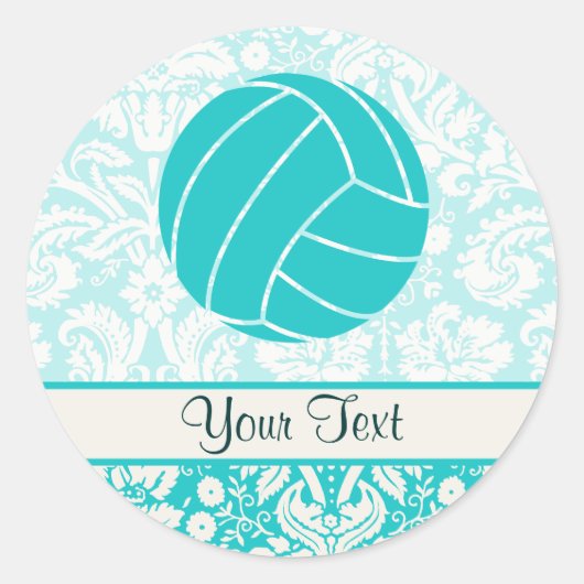 Sticker Rond Volley-ball turquoise (Devant)