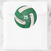 Sticker Rond Volley-ball vert foncé et blanc | Texte do-it-your (Sac)