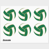 Sticker Rond Volley-ball vert foncé, or et blanc (Feuille)