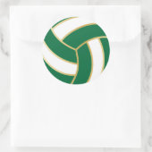 Sticker Rond Volley-ball vert foncé, or et blanc (Sac)