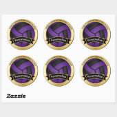 Sticker Rond Volley violet et noir | Nom do-it-yourself (Feuille)