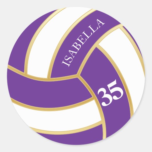 Sticker Rond Volley violet, or et blanc - Personnaliser (Devant)