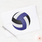Sticker Rond Volleyball Bleu foncé, Blanc et Noir (Enveloppe)