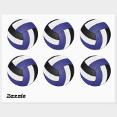 Sticker Rond Volleyball Bleu foncé, Blanc et Noir (Feuille)