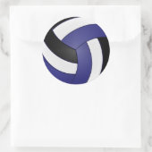 Sticker Rond Volleyball Bleu foncé, Blanc et Noir (Sac)