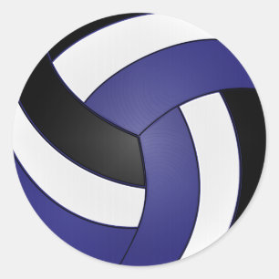 Sticker Rond Volleyball Bleu foncé, Blanc et Noir