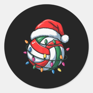Sticker Rond Volleyball chapeau de Noël Santa Volleyball Srt Ho